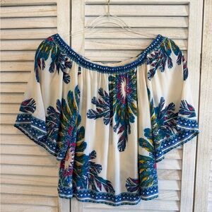 Anthropologie Flying Tomato Boho Artsy Off Shoulder Blouse